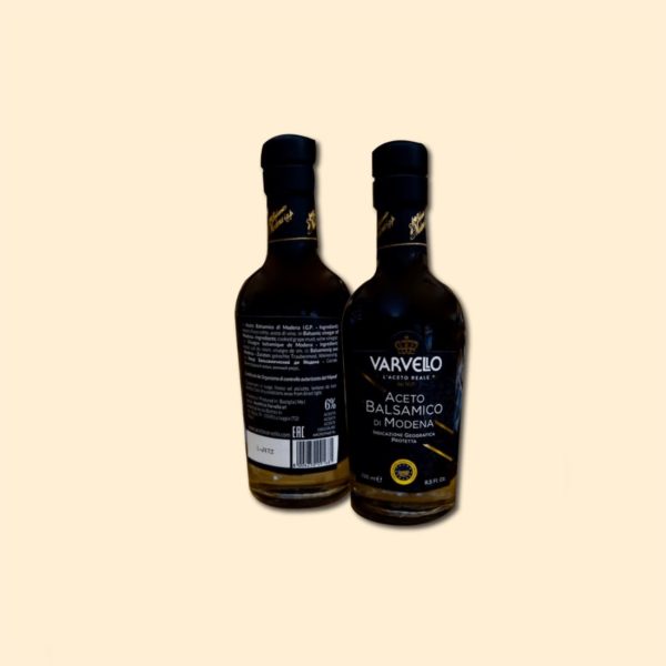 Two bottles of balsamic vinegar from Modena Bellagio food shop